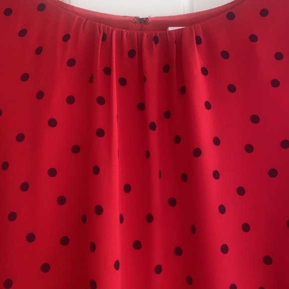 BODEN Blouse Red Poinsettia Polka Spot Dot Sena Peplum Top Size 10 - Picture 3 of 11
